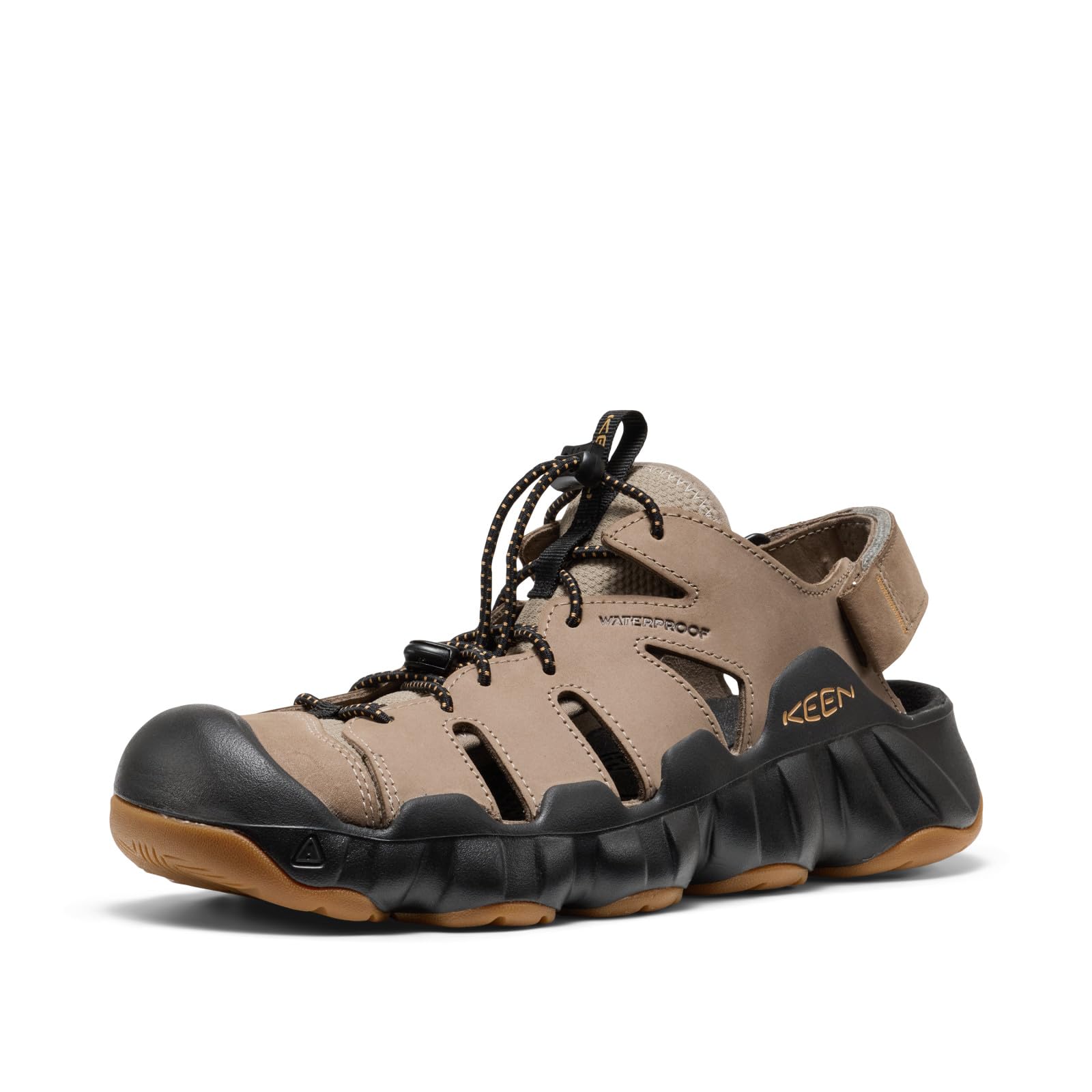 KEEN Men's Hyperport H2 Closed Toe Breathable Easy On Comfortable Hiking and Water Sandals, Brindle/Oak Buff/Leather, 8 Image