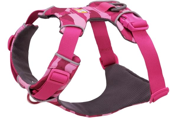 Ruffwear, Front Range Dog Chest Harness, Pink Mountains, Medium | Four Points of Adjustment, Foam Padded for All-Day Comfort,