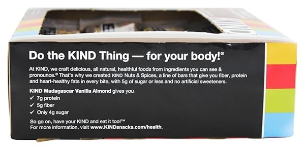 KIND NUT BARS, MADAGASCAR VANILLA ALMOND, HEALTHY SNACKS, GLUTEN FREE, LOW SUGAR, 6G PROTEIN, 12 COUNT