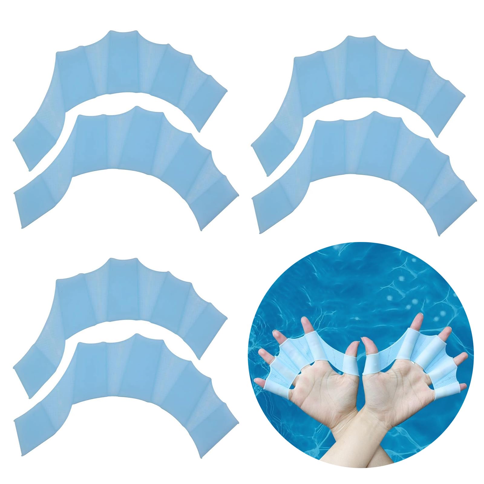RUIENGCOMM Swimming Hand Paddle Finger Frog Type Water Resistance Gear Paddle Fins Silicone Swimming Gloves Aquatic Gloves Swim Flippers for Kids Women Men Swimming Training Snorkeling