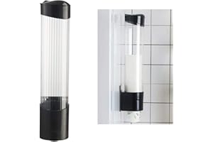 TIRIFER Cup Dispenser Wall Mounted Plastic Water Dispenser Disposable Cup Holder Rack, Paste or Screw Plate Mountable for Paper Cups Halloween Party Supplies(L, Black)