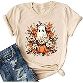 Halloween Costumes for Women Funny Pumpkin Printed Cute T Shirts Orange Graphic Tops Fall Tee Fashion Gift