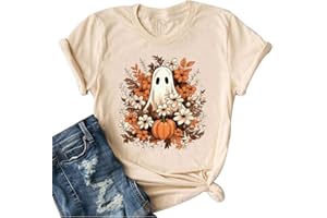 OVAZLY Halloween Costumes for Women Funny Pumpkin Printed Cute T Shirts Orange Graphic Tops Fall Tee Fashion Gift