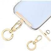 Azefnuhk 2Pcs Gold Metal Tether Tabs, Bending 360°Rotatable Lanyard Accessories, Ultra-Thin Stainless Steel Cell Phone Lanyard Pad, Universal Phone Strap Replacement Part for Attachment