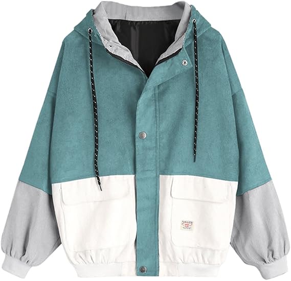 faux fur raglan sleeve hooded corduroy jacket