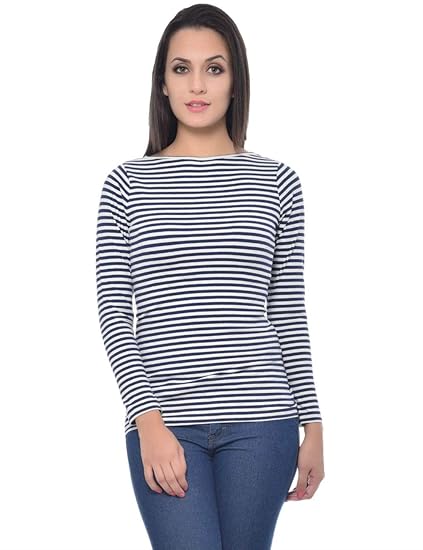 Womens's Cotton Spandex Top(Navy White, XS-4XL)