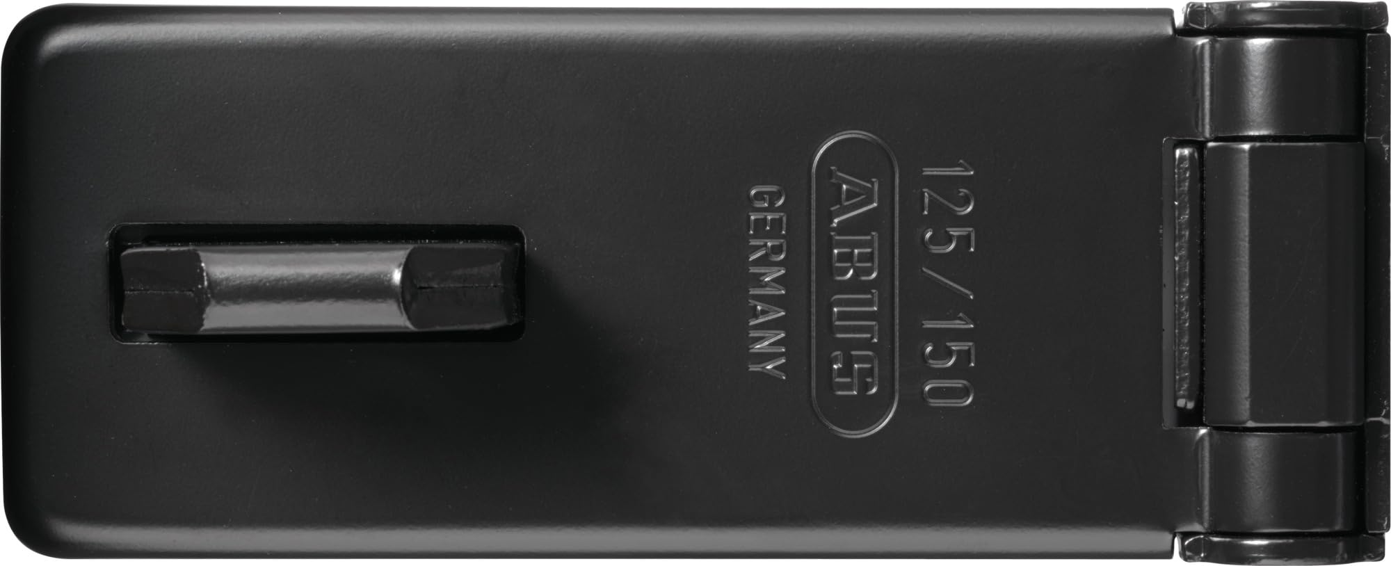 ABUS Hasp and staple 125/150 - Device for padlocks - sturdy steel construction with hardened steel eyelet - high security - robust hinge pins, protected against being driven out - Black