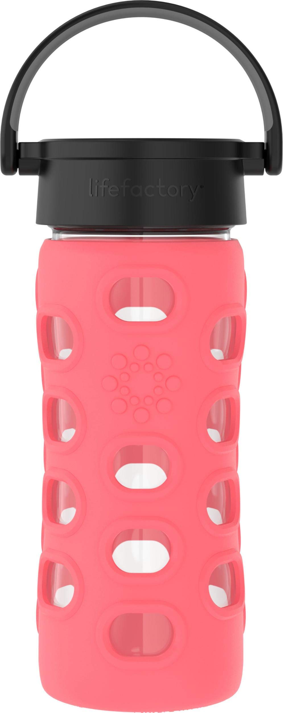 Photo 1 of Lifefactory 12-Ounce BPA-Free Glass Water Bottle with Classic Cap and Protective Silicone Sleeve, Coral