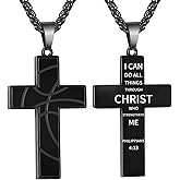GLITTO Basketball Cross Necklace for Boys Men, Stainless Steel Bible Verse Pendant Chain, Christian Religious Jewelry Gifts for Son Teen Boys