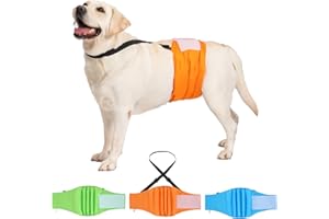 3 Pack Avont Dog Belly Bands Diapers Male with 1 Detachable Suspender, Reusable Washable Boy Doggie Pee Wraps with Harness, Separable Shoulder Strap Escape Proof & Non-Slip -Green/Orange/Blue S