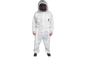 Mann Lake ProVent Beekeeping Suit, Professional Grade Protective Bee Gear with Reinforced Knees, Heavy-Duty Elastic Openings, Covered Zippers, Hand Loops, and Velcro Pockets for Tools, Medium