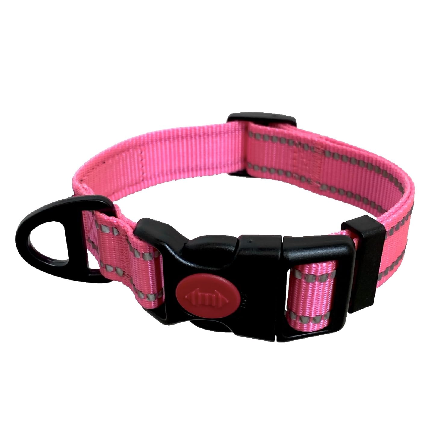 Barkridges® Premium Dog Collar | Adjustable | Easy-to-Wear Buckle | Lockable | Durable | Safety Reflective Strips | Comfortable for Small Medium Large Dogs (Hot Pink, M/L)