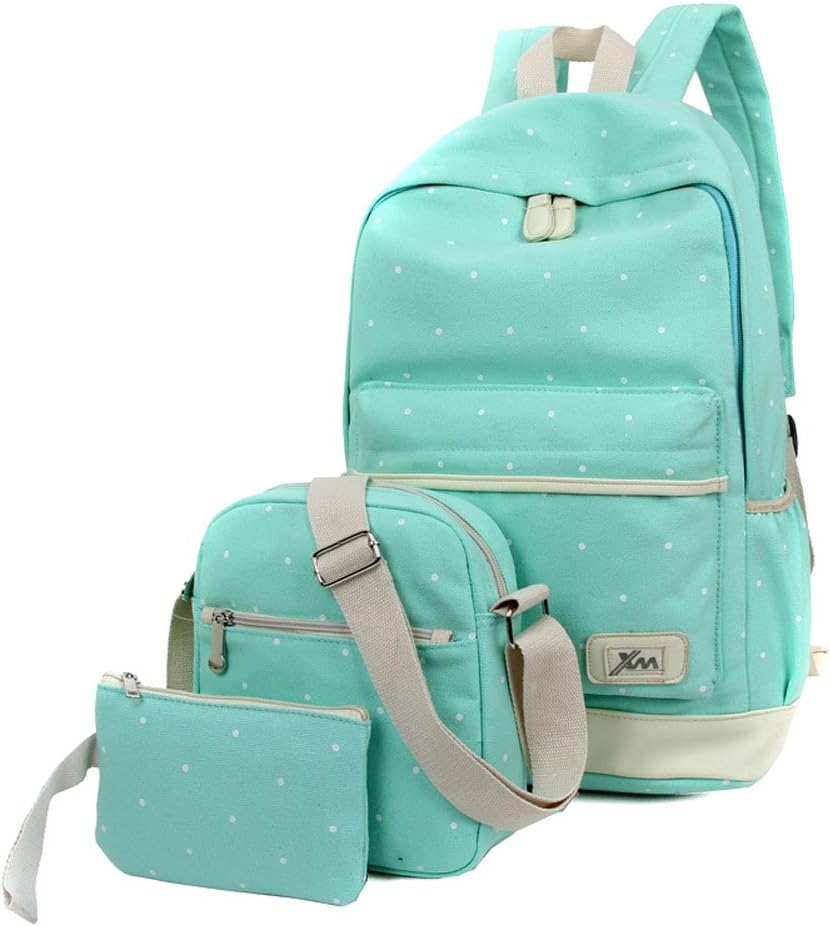 MiCoolker Casual Child Wave Point Student Bag Outdoor Travel Backpack Set of 3