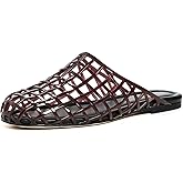 SUIARA Jelly Shoes for Women Jelly Mesh Flat Sandals Closed Toe Round Toe Slides Flats Slip on Summer Slippers Mules