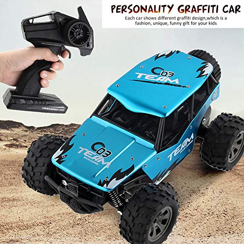 Aobiny RC Cars, Remote Control Off-Road Truck, 2WD Rock Crawler -1/18 Rechargeable Remote Radio Control Truck Off Road RC Car (Blue)