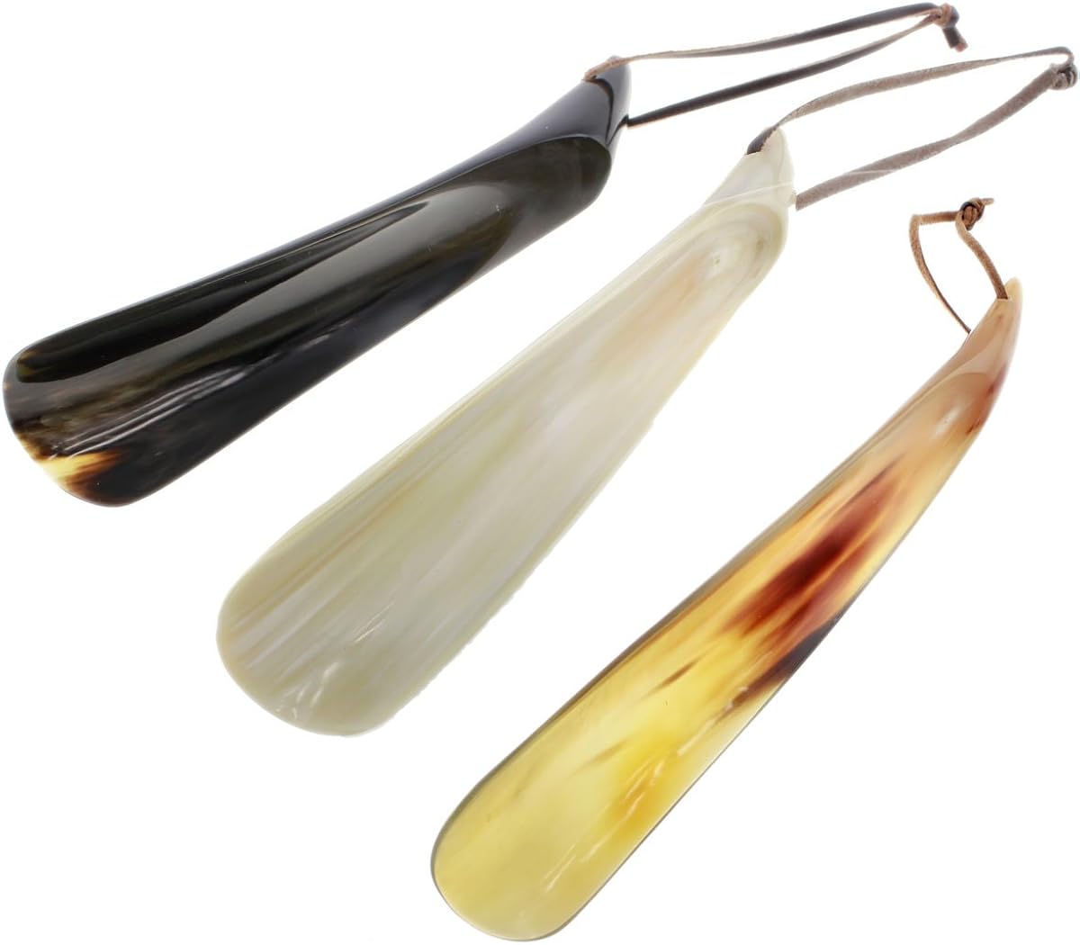 telmo Natural Horn Shoe Horn Water Buffalo Leather Cord 15 telmo Natural Horn Shoe Horn Water Buffalo Leather Cord 15