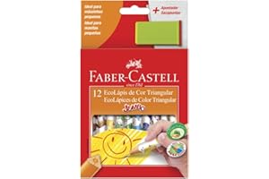 Lápis de Cor, Faber-Castell, EcoLápis Triangular Jumbo + Apontador com Depósito, 12.3012AP, 12 Cores