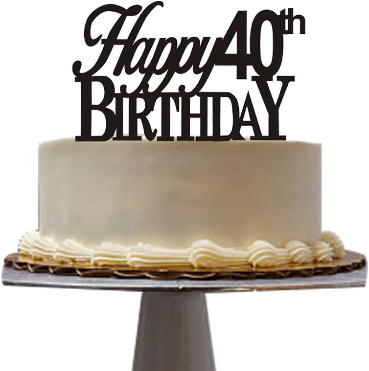Happy 40th birthday cake topper 40th birthday party decorations cake topper Black santonila