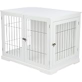 Trixie 38.7" Indoor Dog Crate, Wooden Crate Table for Dogs Up to 66 lb, Large Dog Kennel, Perfect in Any Room, White