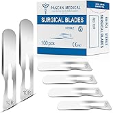 PakCan 100 pcs #10R Dermaplaning Scalpel Blades 0.7 mm Extra Wide Sterile Blades Carbon Steel - Individually Wrapped Pack of 100 Blades (#10R Blades (100 Qty))