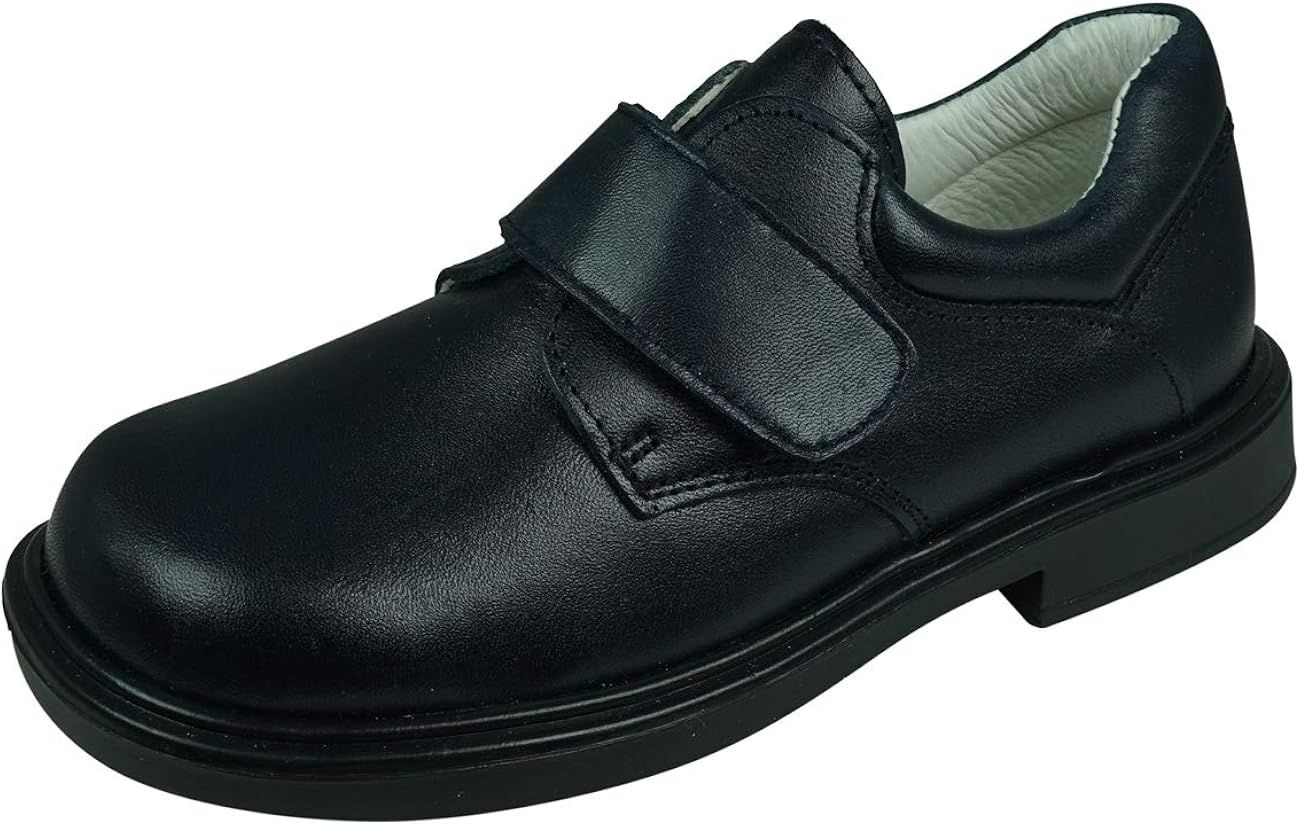Cool Boys William Leather Primary School Shoes Hook and Loop Derby