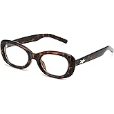 FEISEDY Retro Oval Blue Light Blocking Glasses for Women Nerd Fake Glasses Y2k Small Eyewear Frame B0229