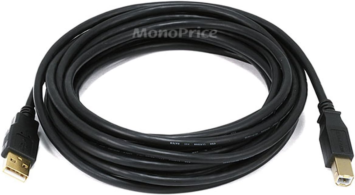 Monoprice 1.5ft USB 2.0 A Male to B Male 28/24AWG Cable - (Gold Plated) - White for Printer Scanner Cable 15M for PC, Mac, HP, Canon, Lexmark, Epson, Dell, Xerox, Samsung and More!: Computers & Accessories