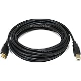Monoprice 15-Feet USB 2.0 A Male to B Male 28/24AWG Cable (Gold Plated) (105440),Black