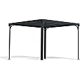 Palram - Canopia Milano 10x10 Gazebo: Outdoor Patio Canopy with Gray Aluminum Metal Frame, and Bronze Polycarbonate Roof Panels, UV Protection, Year-Round Use, Easy DIY Flat Gazebo Kits
