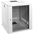 Tecmojo 12U Wall Mount Rack Network Cabinet for 19" IT Equipment,with Lockable Glass Door and Side Panels,Cooling Fan,17.7inch Depth,White