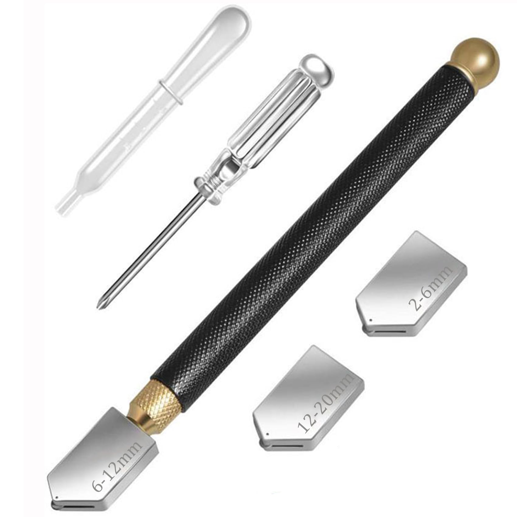 SHUBEIEUMI Professional Glass Cutter, 2mm-20mm, 3 Carbide Cutting Heads, for Glass/Tiles/Mirror/Mosaic