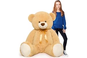 Tezituor Big Teddy Bear,52'' Giant Stuffed Animal Plush,Light Brown Soft Gifts for Valentine, Christmas, Birthday.