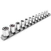 TEKTON 3/8 Inch Drive External Star Socket Set, 12-Piece | SHD91117 | (E4 - E20), Shallow, Socket Rail