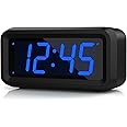 KWANWA Alarm Clock, Digital Clock, 1.2inch Dark Blue LED Clock, Adjustable Brightness, Dim Night Model, 12H/24H, Battery Operated, Wall Mount, Snooze, Clock for Kids Bedroom, Small Travel Clock