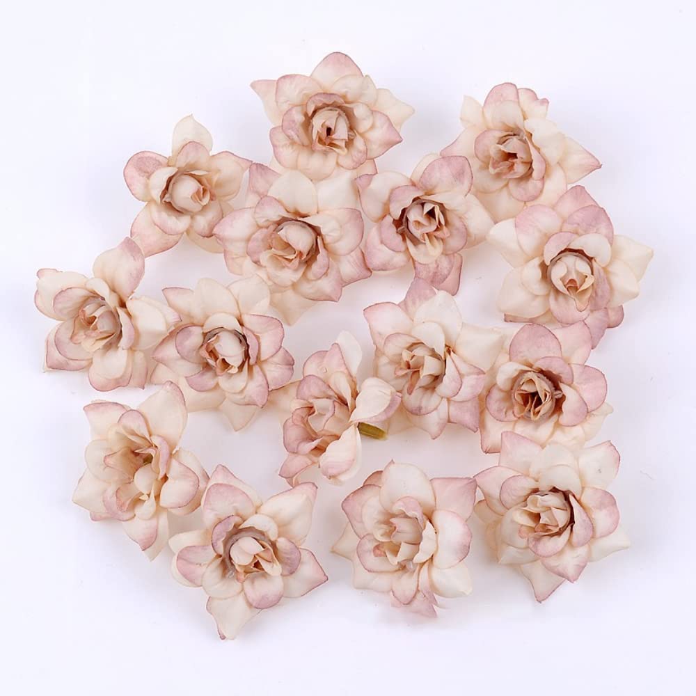 Pack of 20 Artificial Flower Heads Colourful Artificial Flowers Heads Flowers Roses Simulation Decoration Flower Head Artificial Flower Heads for DIY Crafts Wedding Party Home Decoration Old Pink