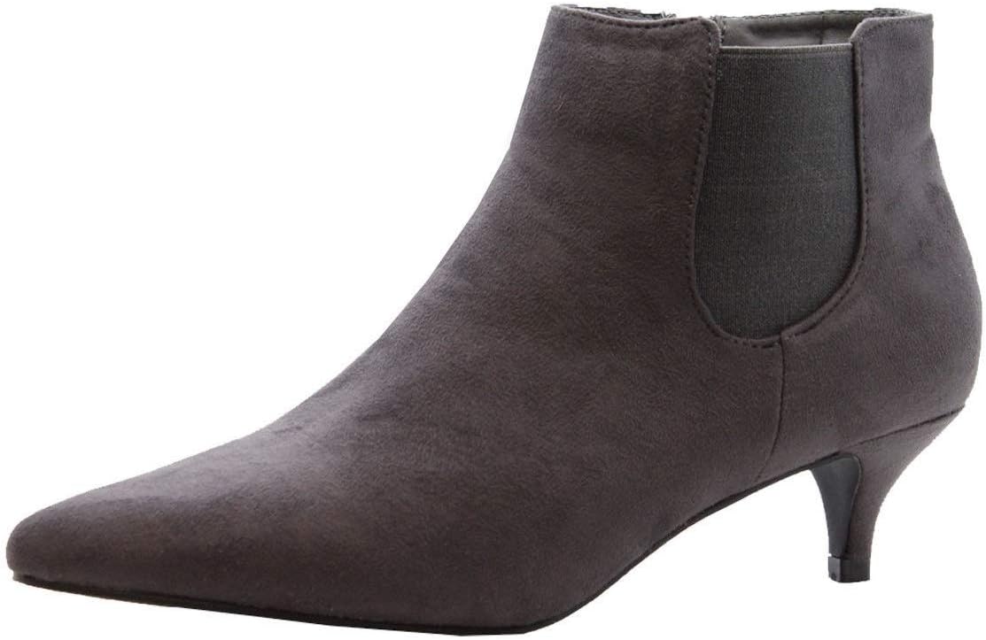 Ladies Womens Mid Kitten Heels Court Shoes Office Ankle Chelsea Boots Shoes Size 3-8