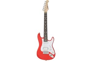 CNZ Audio ST Mini Electric Guitar - Fiesta Red Body, Maple Neck, 3/4 Short Scale Guitar (7/8 Size), Rosewood Fingerboard, Single & Humbucker Pickups