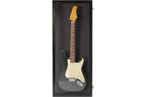 PENNZONI Electric Guitar Display Case - Hardwood & Acrylic Wall Mount, Black w/ Black Felt