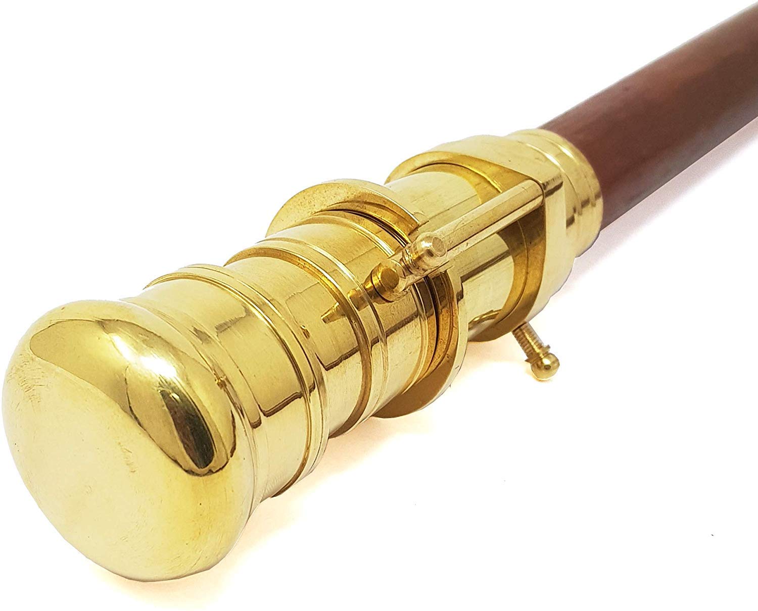 Wooden Walk Stick With Fitted Solid Brass Telescope On Handle Simple Wooden