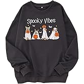 MODNTOGA Women's Halloween Clothes Pumpkin Graphic Sweatshirt Spooky Fall Vibes Outfit Dog Ghost Long Sleeve Pullover Tops