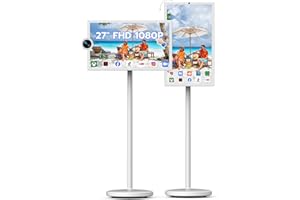 Dhiedas 27-Inch Portable Rolling TV, 1080P Smart Portable Wireless Touch Screen TV on Wheels with 8G RAM+128G Storage, 13MP HD Camera, Dua Speakers, Larger Battery Up to 10hr, 60Hz Refresh Rate