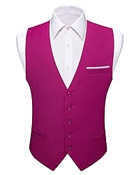 Barry.Wang Mens Hot Pink Suit Vest Formal/Leisure