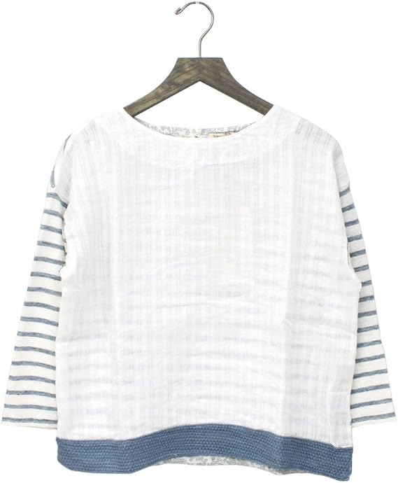 Amazon ジーンナッソーズ Jean Nassaus 麻カラミストライプ Bl サックス M サックス シャツ ブラウス 通販