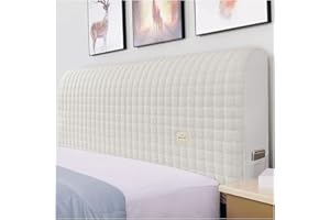 A.B Crew Stretchy Removable Bed Headboard Cover with Side Pockets Bed Headboard Slipcover Bed Head Cover Bed Headboard Protector for Bedroom Decoration White, King