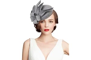 Z&X Vintage 1920s Wool Felt Flower Fascinator Pillbox Hat British Wedding Church Derby Hats for Women Winter Fedoras