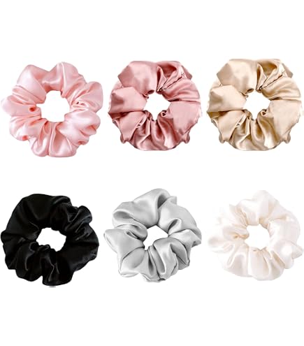 Lot De 6 Chouchous Satinés Pour Cheveux - Confortables, 100% Acrylique, Neufs Sans étiquettes
