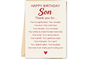 mmuue Birthday Card for Son Adult, Son Birthday Card from Mom Dad Parents | Happy Birthday Son Card with Printed Message Insi