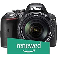 (Renewed) Nikon D5300 24.2MP Digital SLR Camera (Black) with AF-P 18-55mm f/ 3.5-5.6g VR Kit Lens, 16GB Card and Camera Bag