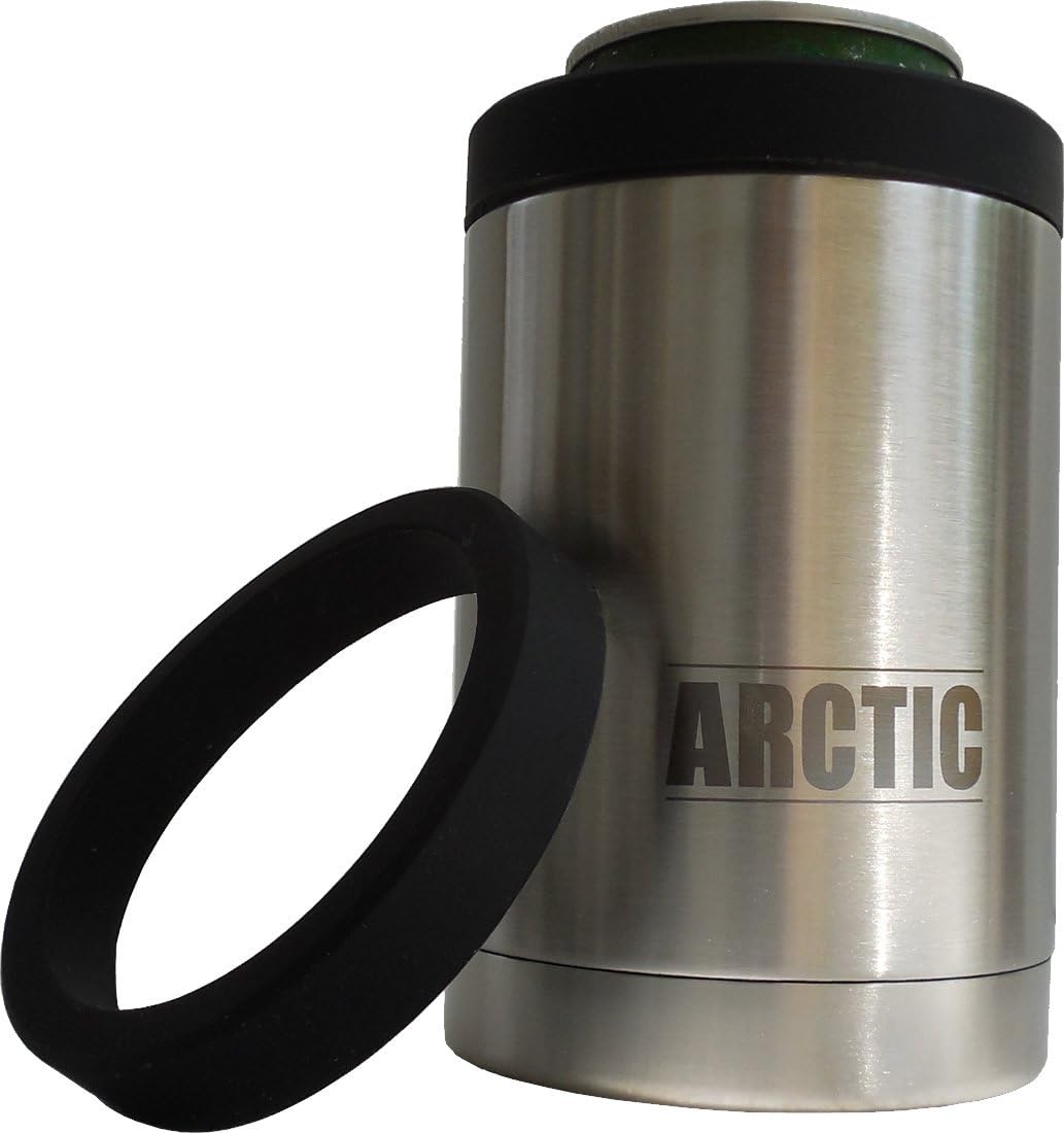 Double Wall Vacuum Insulated Can Cooler, Stainless Steel Keeps 12 oz Cans Cold, Comes with Spare Push-On Snug Fit Gasket