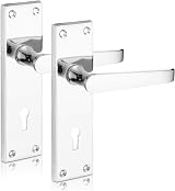 XFORT Lever Lock Flat Polished Chrome Door Handles Pair